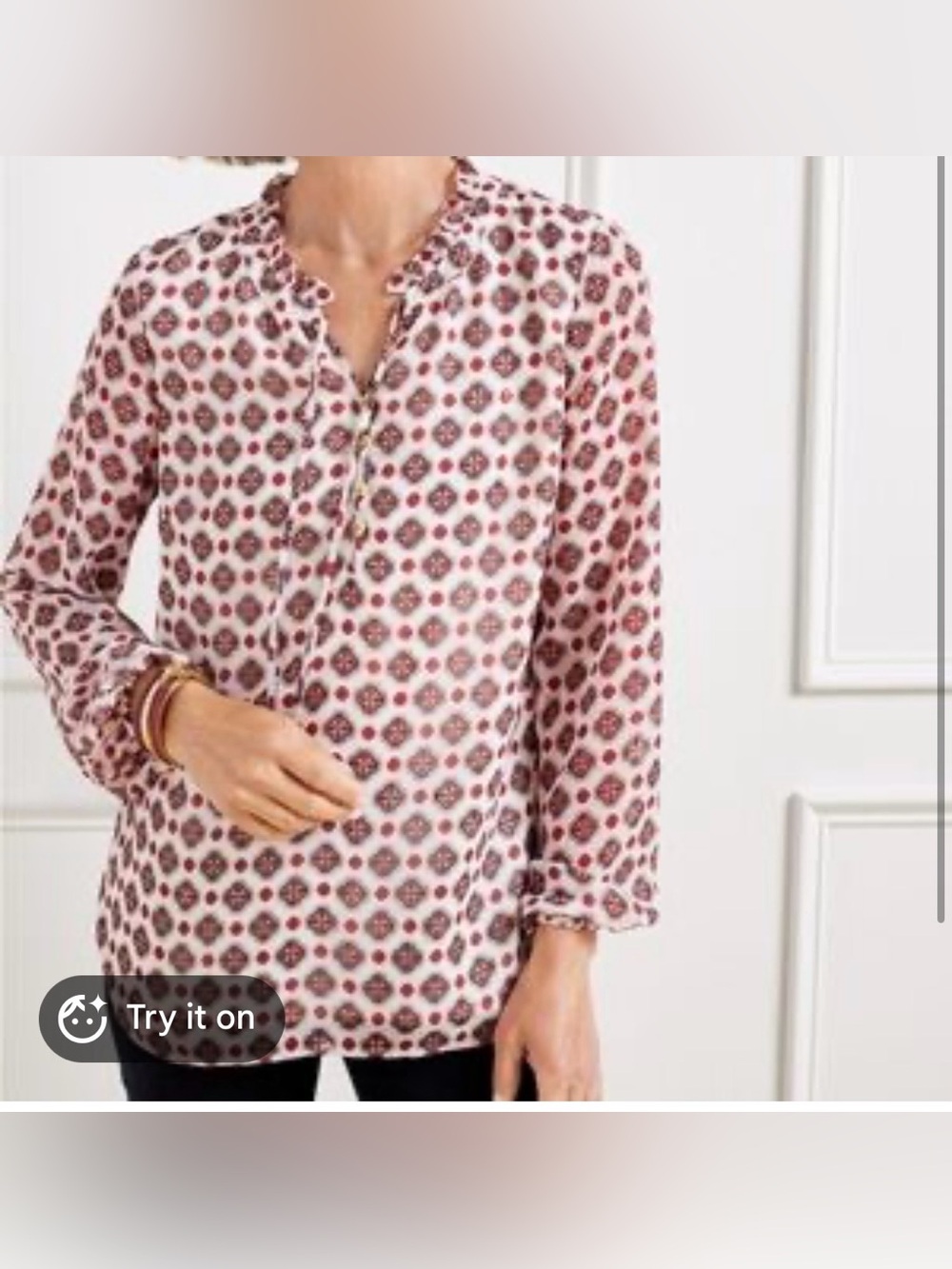 New Women’s Talbots Geometric Shiny Print Blouse